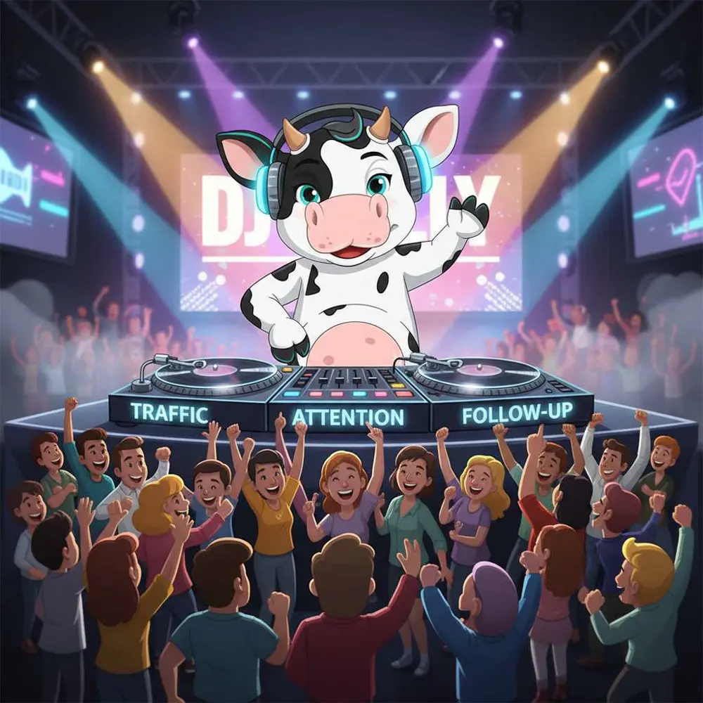 Molly MOO as a DJ sending traffic and attention to Kent County listings on the MLS