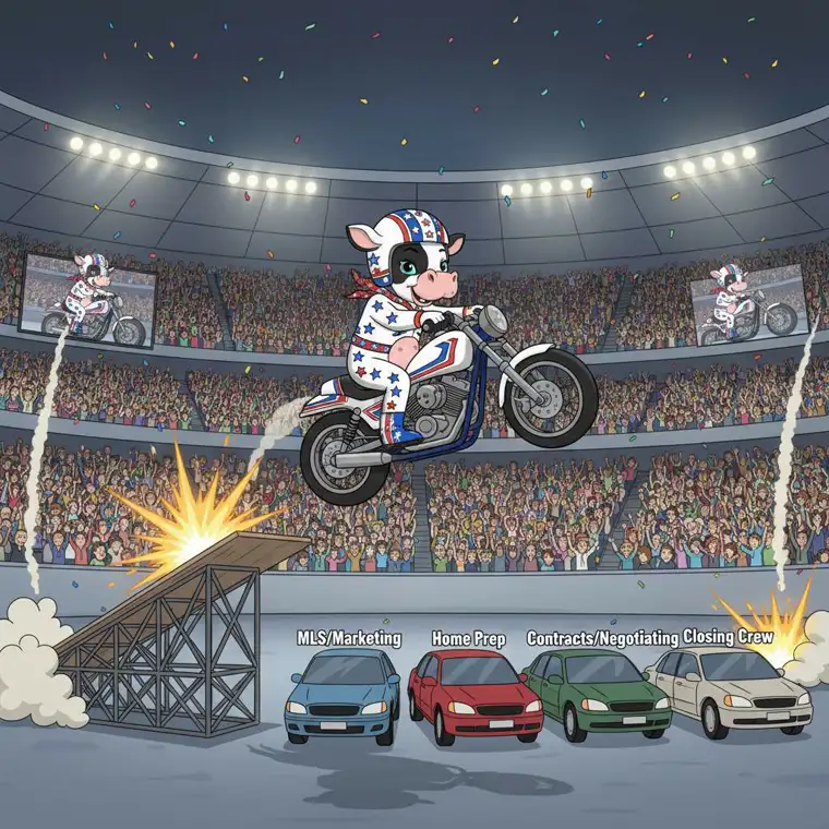 Molly MOO jumping a motorcycle over MLS, home prep, contracts and closing, the steps for Kent County sellers