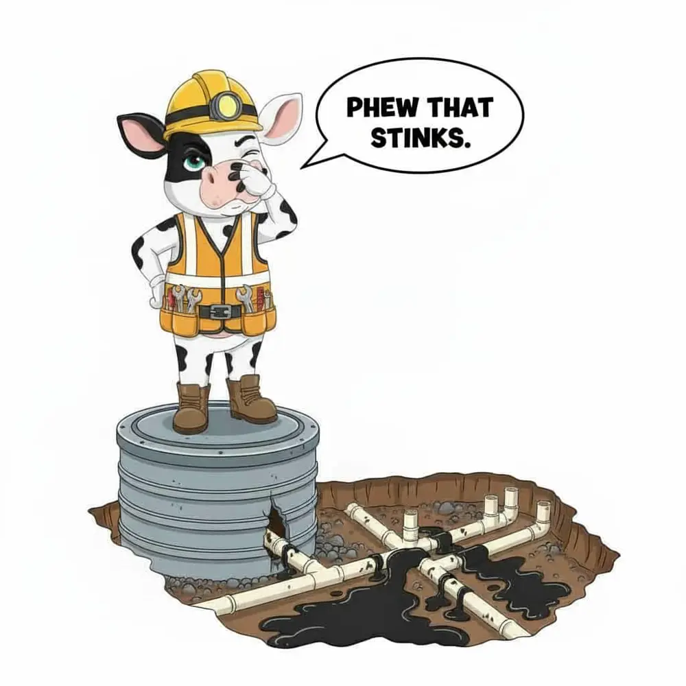 Molly MOO at a septic inspection, a common buyer request for rural Livingston County homes